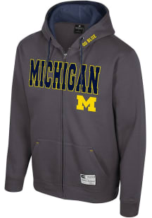 Mens Michigan Wolverines Charcoal Colosseum Harrison Long Sleeve Full Zip Jacket