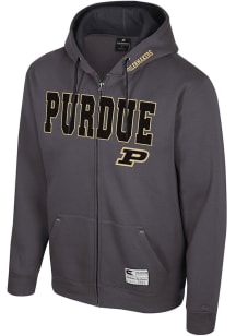 Mens Purdue Boilermakers Charcoal Colosseum Harrison Long Sleeve Full Zip Jacket