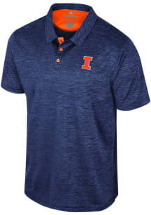 Mens Illinois Fighting Illini Navy Blue Colosseum Prime Short Sleeve Polo Shirt