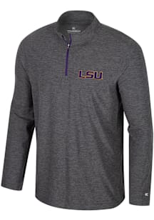 Colosseum LSU Tigers Mens Charcoal Hartman Long Sleeve Qtr Zip Pullover