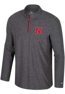 Mens Nebraska Cornhuskers Charcoal Colosseum Hartman Qtr Zip Pullover