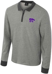 Mens K-State Wildcats Charcoal Colosseum Mgnum Sweater Long Sleeve Polo Shirt