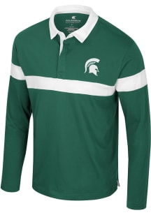 Mens Michigan State Spartans Green Colosseum Too Cool for School Long Sleeve Polo Shirt