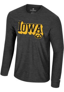 Mens Iowa Hawkeyes Black Colosseum Edey Long Sleeve T-Shirt