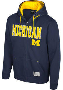 Mens Michigan Wolverines Navy Blue Colosseum Harrison Long Sleeve Full Zip Jacket