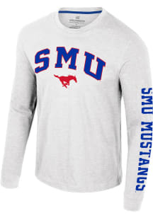 Colosseum SMU Mustangs White Reese Long Sleeve T Shirt