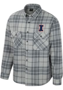 Mens Illinois Fighting Illini Grey Colosseum Coal Plaid Button Up Medium Weight Jacket