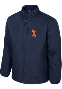 Mens Illinois Fighting Illini Navy Blue Colosseum Back on Top Puffer Medium Weight Jacket