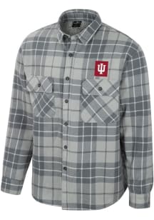 Mens Indiana Hoosiers Grey Colosseum Coal Plaid Button Up Medium Weight Jacket