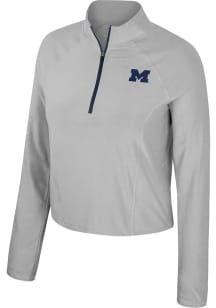 Womens Michigan Wolverines Ash Colosseum Sisterhood Qtr Zip Pullover