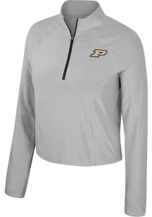 Womens Purdue Boilermakers Ash Colosseum Sisterhood Qtr Zip Pullover