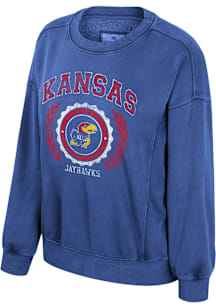 Colosseum Kansas Jayhawks Womens Blue Girls Night Crew Sweatshirt