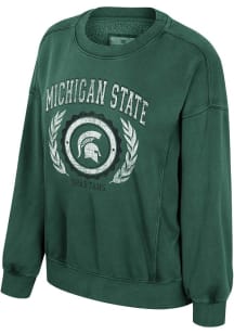Womens Michigan State Spartans Green Colosseum Girls Night Crew Sweatshirt