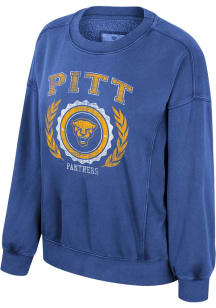 Womens Pitt Panthers Blue Colosseum Girls Night Crew Sweatshirt