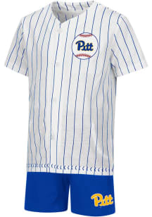 Toddler Pitt Panthers White Colosseum Stripe Baseball Top and Bottom Set