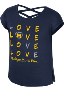 Girls Michigan Wolverines Blue Colosseum Ember Short Sleeve Fashion T-Shirt