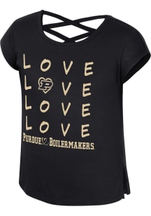 Girls Purdue Boilermakers Black Colosseum Ember Short Sleeve Fashion T-Shirt