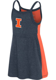Toddler Girls Illinois Fighting Illini Navy Blue Colosseum Flarring Short Sleeve Dress