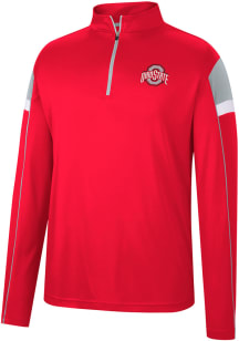 Colosseum Ohio State Buckeyes Mens Red Athletic O Long Sleeve 1/4 Zip Pullover