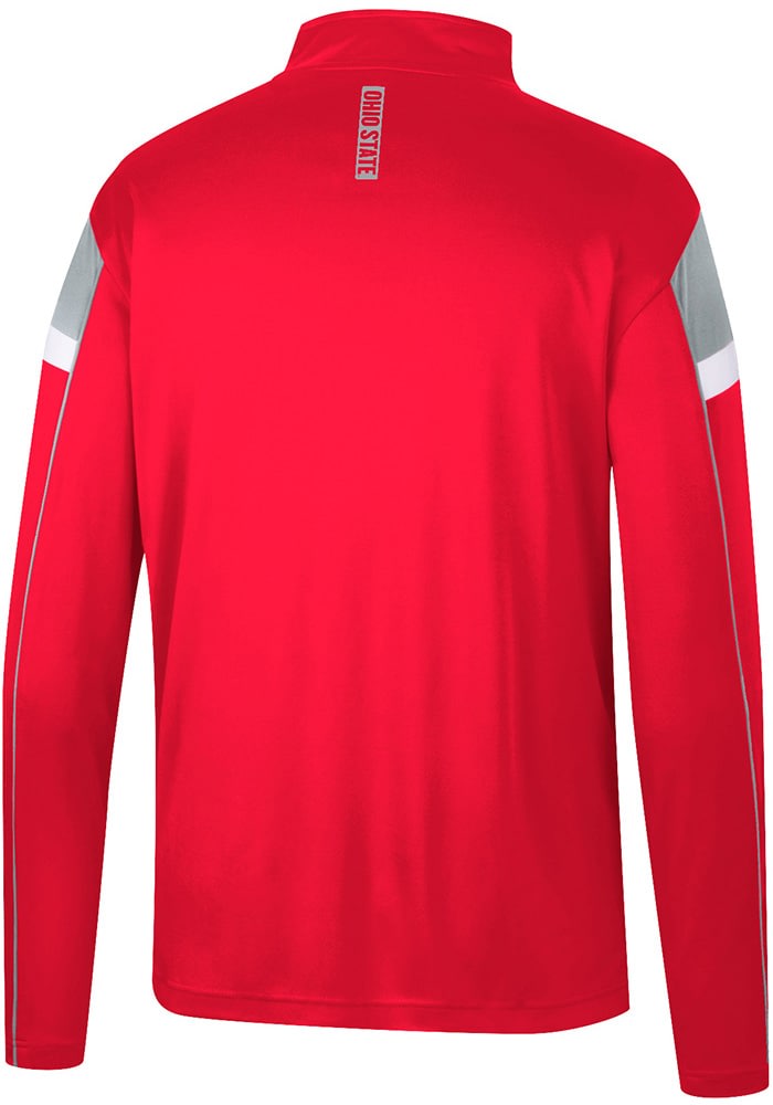 Colosseum Ohio State Buckeyes Mens Red Athletic O Long Sleeve Qtr Zip Pullover