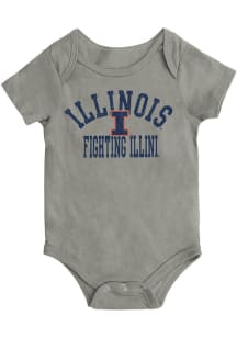 Baby Illinois Fighting Illini Grey Colosseum Biggest Fan Short Sleeve One Piece