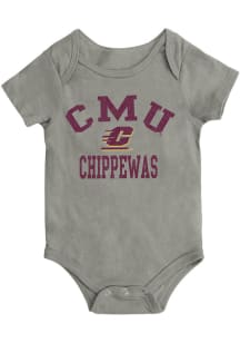 Colosseum Central Michigan Chippewas Baby Grey Biggest Fan Short Sleeve One Piece