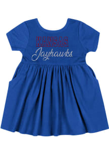 Colosseum Kansas Jayhawks Baby Girls Blue Flarietta Short Sleeve Dress