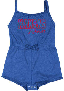 Colosseum Kansas Jayhawks Baby Girls Blue Elemental Romper Short Sleeve Dress