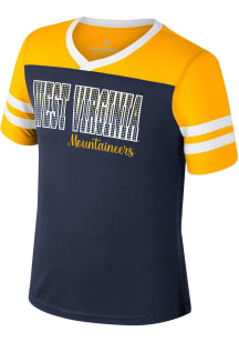 Colosseum West Virginia Mountaineers Girls Navy Blue Space Opera Short Sleeve Fashion T-Shirt