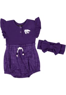 Baby K-State Wildcats Purple Colosseum Fern Headband Set Short Sleeve One Piece