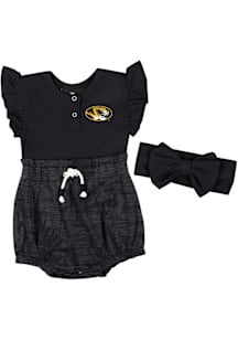 Colosseum Missouri Tigers Baby Black Fern Headband Set Short Sleeve One Piece