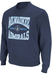 Colosseum Milwaukee Admirals Mens Navy Blue Stadium Long Sleeve Crew Sweatshirt