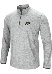 Colosseum Colorado Buffaloes Mens Grey Sprint Long Sleeve Qtr Zip Pullover