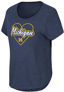 Colosseum Michigan Wolverines Girls Blue Myla Short Sleeve Tee