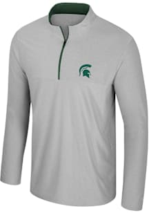 Colosseum Michigan State Spartans Mens Grey Atomic Long Sleeve Qtr Zip Pullover