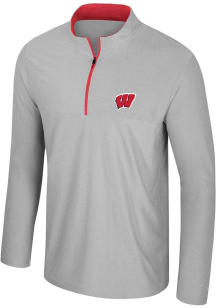 Mens Wisconsin Badgers Grey Colosseum Atomic Qtr Zip Pullover