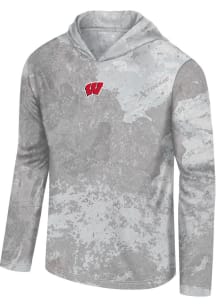 Mens Wisconsin Badgers Grey Colosseum Realtree Roscoe Long Sleeve Hoodie