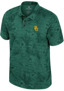 Colosseum Baylor Bears Mens Green Groves Short Sleeve Polo