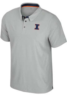 Mens Illinois Fighting Illini Grey Colosseum Atomic Short Sleeve Polo Shirt