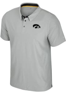 Mens Iowa Hawkeyes Grey Colosseum Atomic Short Sleeve Polo Shirt