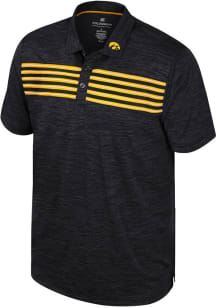 Mens Iowa Hawkeyes Black Colosseum Theoretical Short Sleeve Polo Shirt