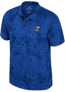 Colosseum Kansas Jayhawks Mens Blue Groves Short Sleeve Polo