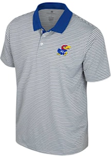 Colosseum Kansas Jayhawks Mens Blue Blackett Short Sleeve Polo