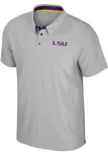 Colosseum LSU Tigers Mens Grey Atomic Short Sleeve Polo