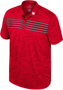 Mens Nebraska Cornhuskers Red Colosseum Theoretical Short Sleeve Polo Shirt