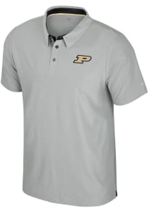 Mens Purdue Boilermakers Grey Colosseum Atomic Short Sleeve Polo Shirt