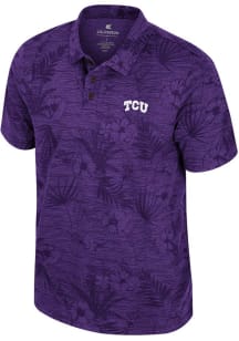 Colosseum TCU Horned Frogs Mens Purple Groves Short Sleeve Polo