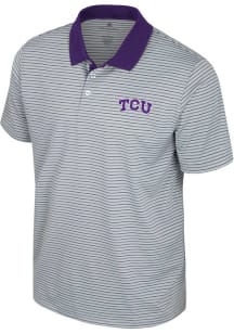 Colosseum TCU Horned Frogs Mens Purple Blackett Short Sleeve Polo