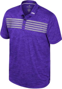 Colosseum TCU Horned Frogs Mens Purple Theoretical Short Sleeve Polo