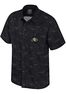 Colosseum Colorado Buffaloes Mens Black Atmostphere Short Sleeve Dress Shirt
